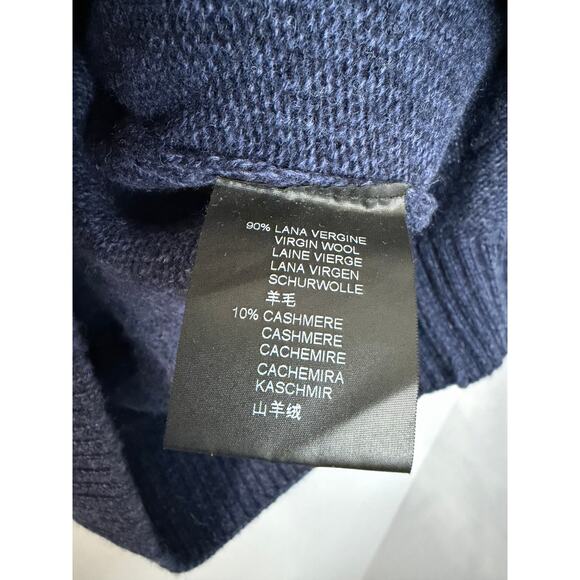 Corneliani Men's Wool Cashmere Ribbed High Neck Full Zip Sweater Blue Sz 48 /M - Picture 9 of 12
